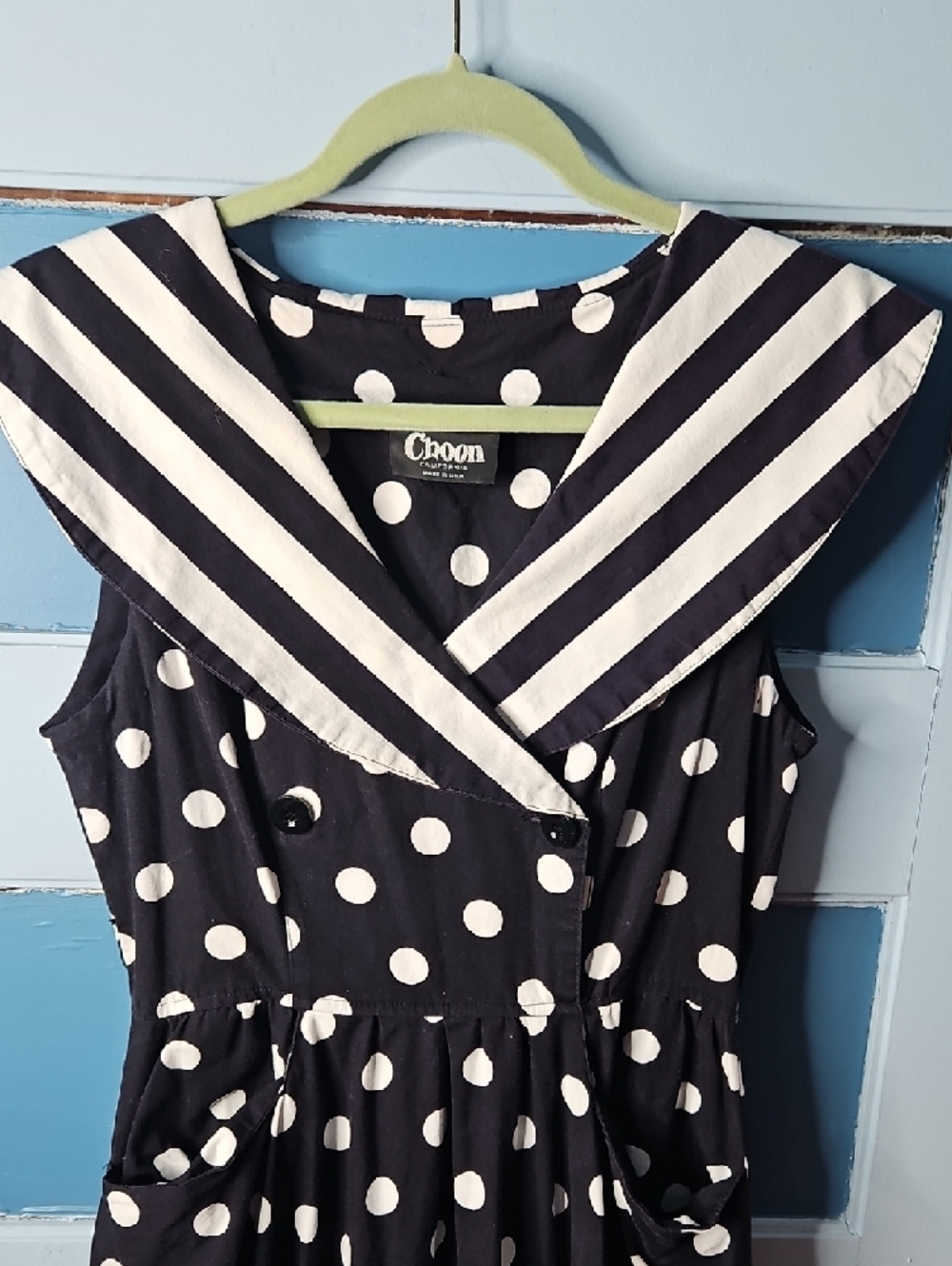 Choon Sleeveless Black and White Polka Dot Fit-and-Flare Dress Small - Picture 5 of 9